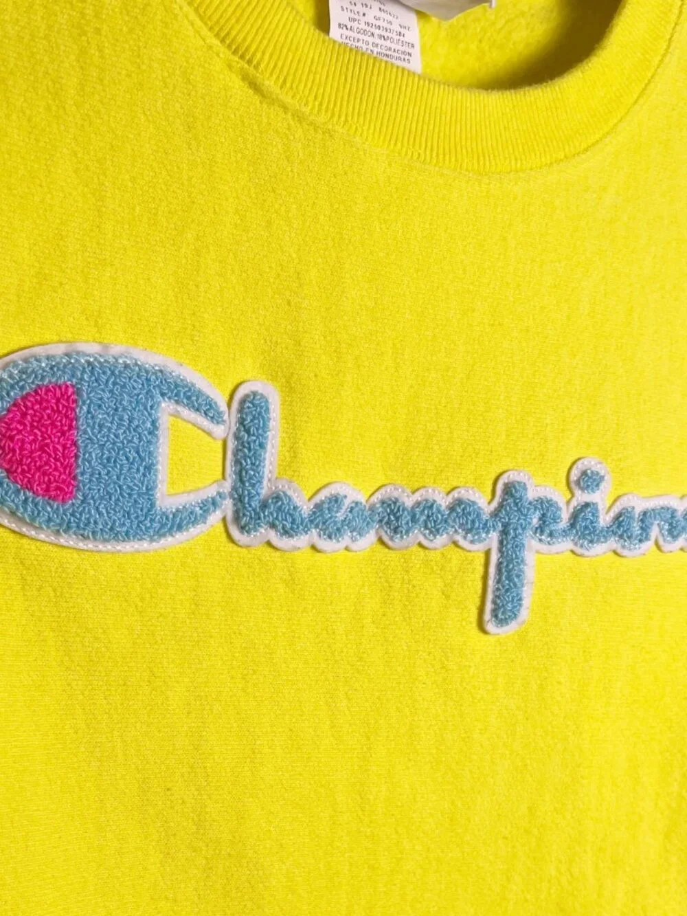 Champion Reverse Weave Sweatshirt Neon‎ Yellow Chenille Medium